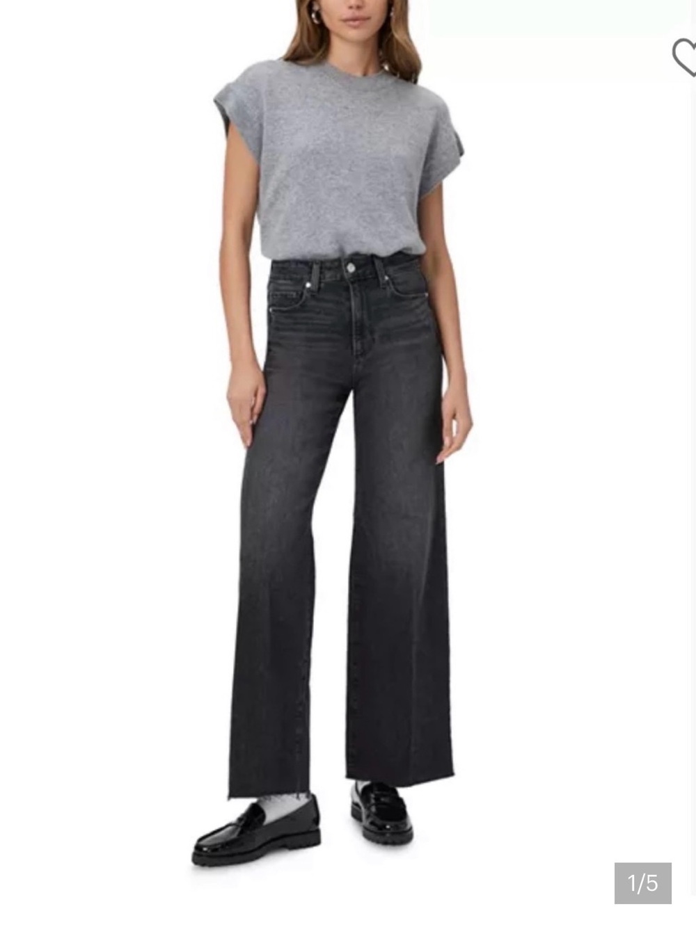 PAIGE Black Wide-Leg High-Rise Jeans 25P
